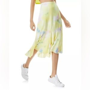 Alice & Olivia Jacqueline Midi Godet Skirtyellow - Beachside Tie Dye